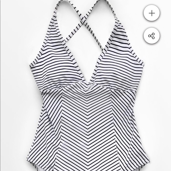 Back and white stripe v neck swim suit - Picture 1 of 4